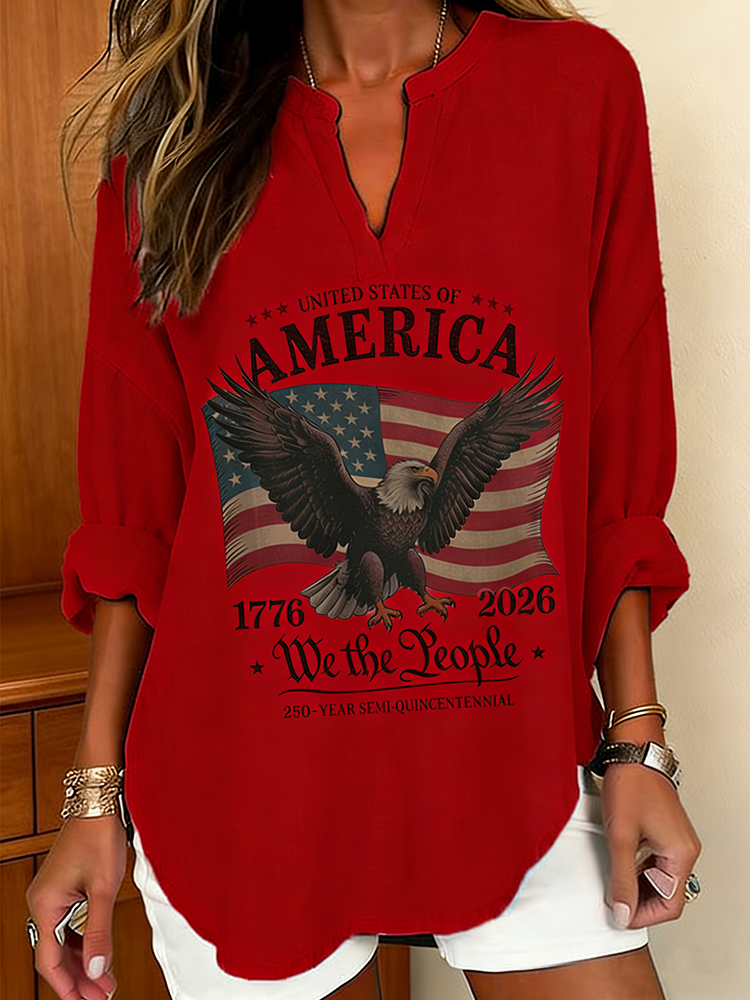 We The People America 250th Anniversary V-Neck Top