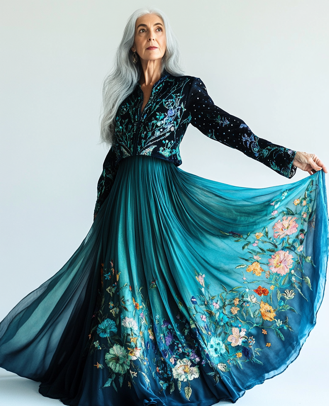 Spring and summer loose and comfortable contrasting gradient dress c01e