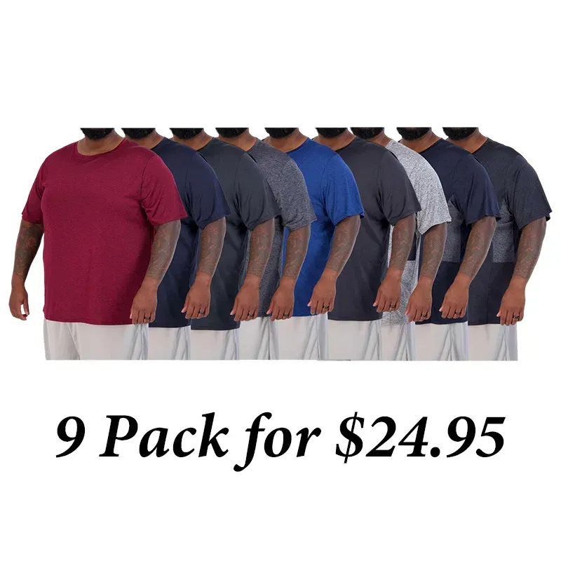 9PACK-Men’S Big & Tall Tech Stretch Short-Sleeve