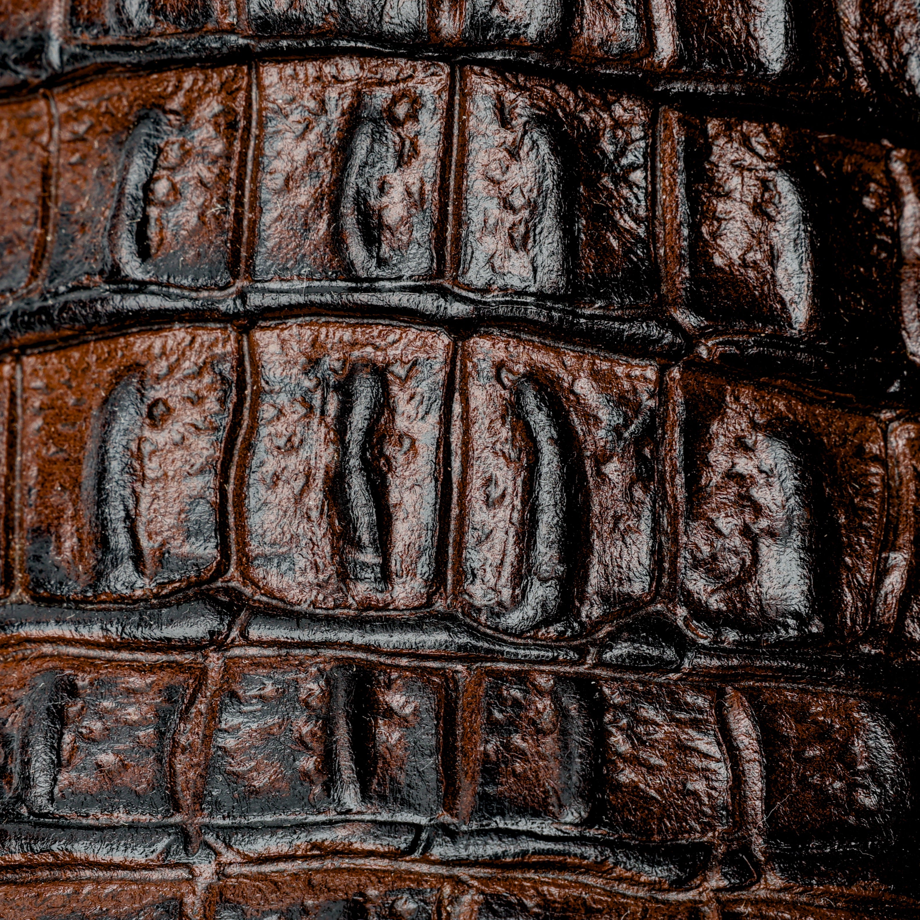 Brown Caiman Hornback Leather Boots - Square Toe