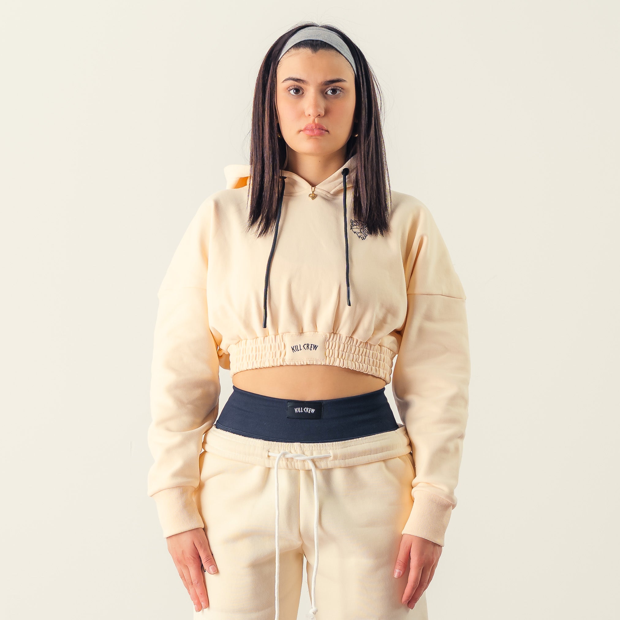 CROP HOODIE - CREAM