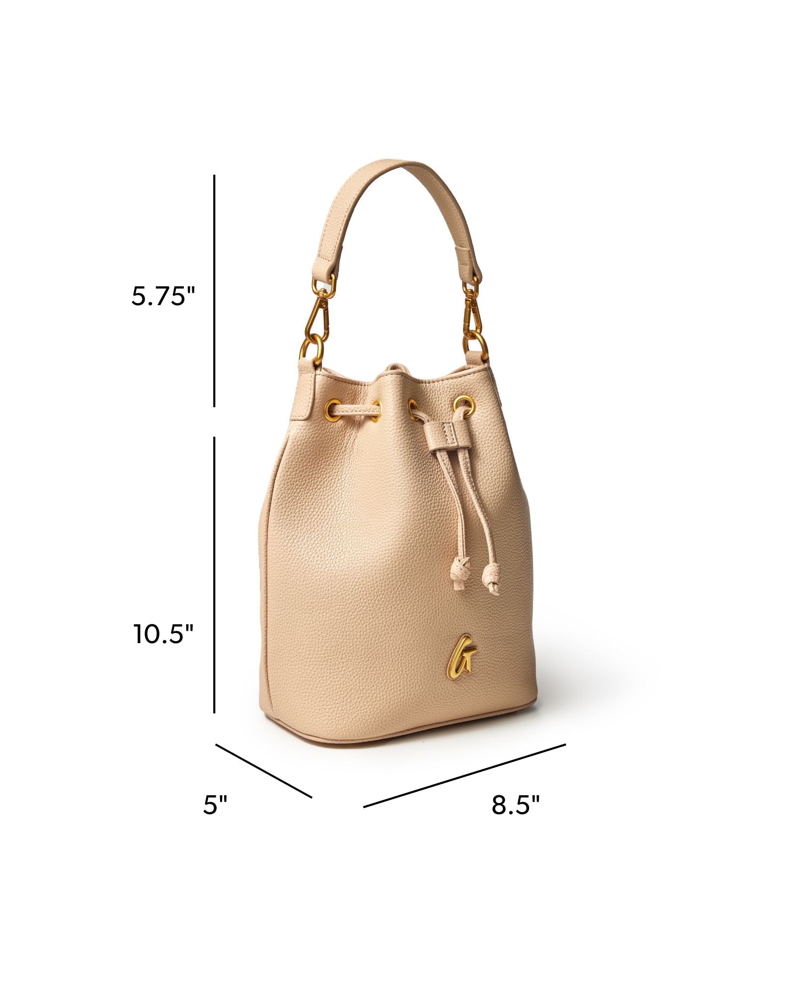 MEDIUM PEBBLE BUCKET BAG - NUDE