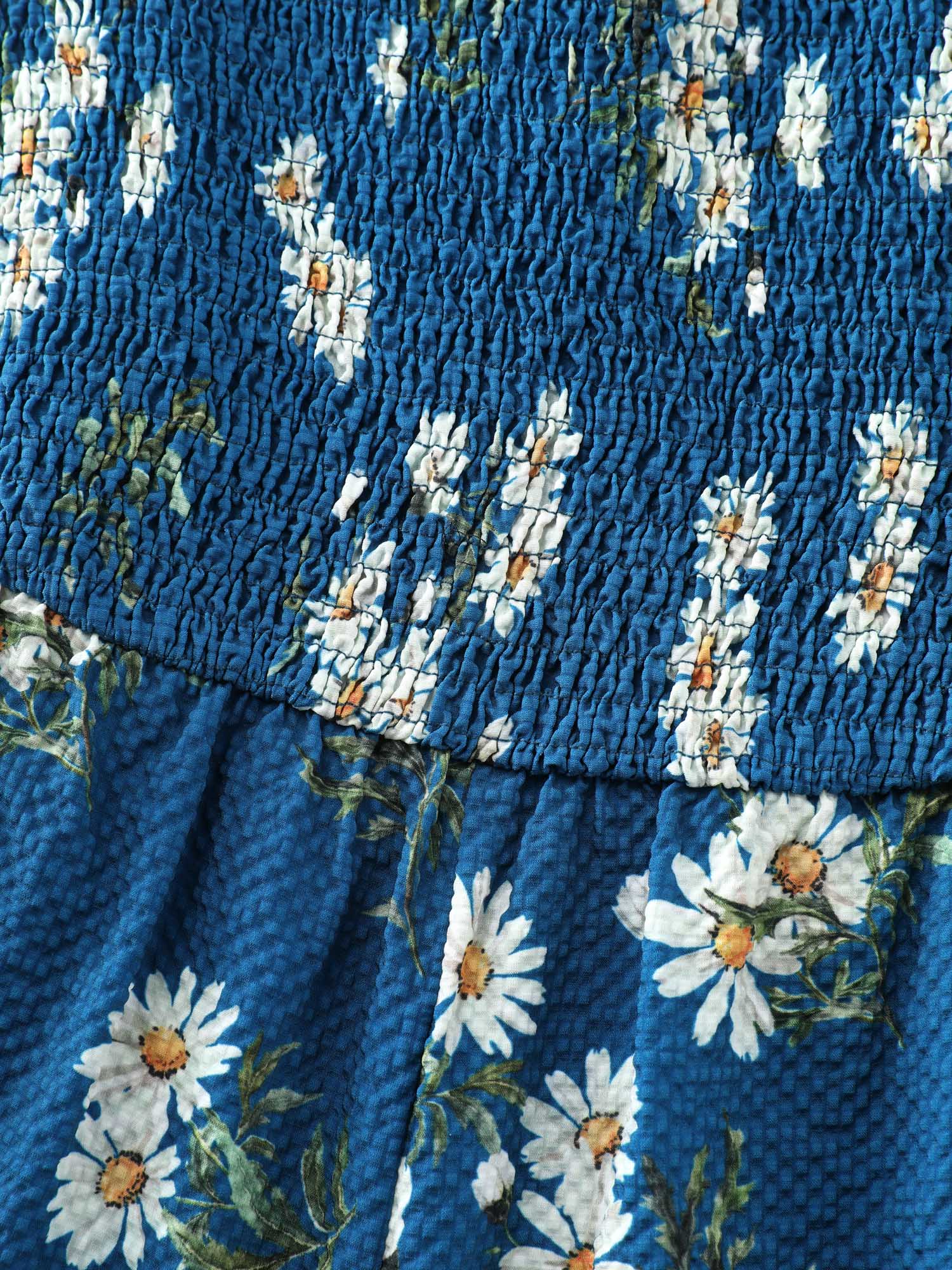 Stretchy Shirred Waist Floral Jumpsuit