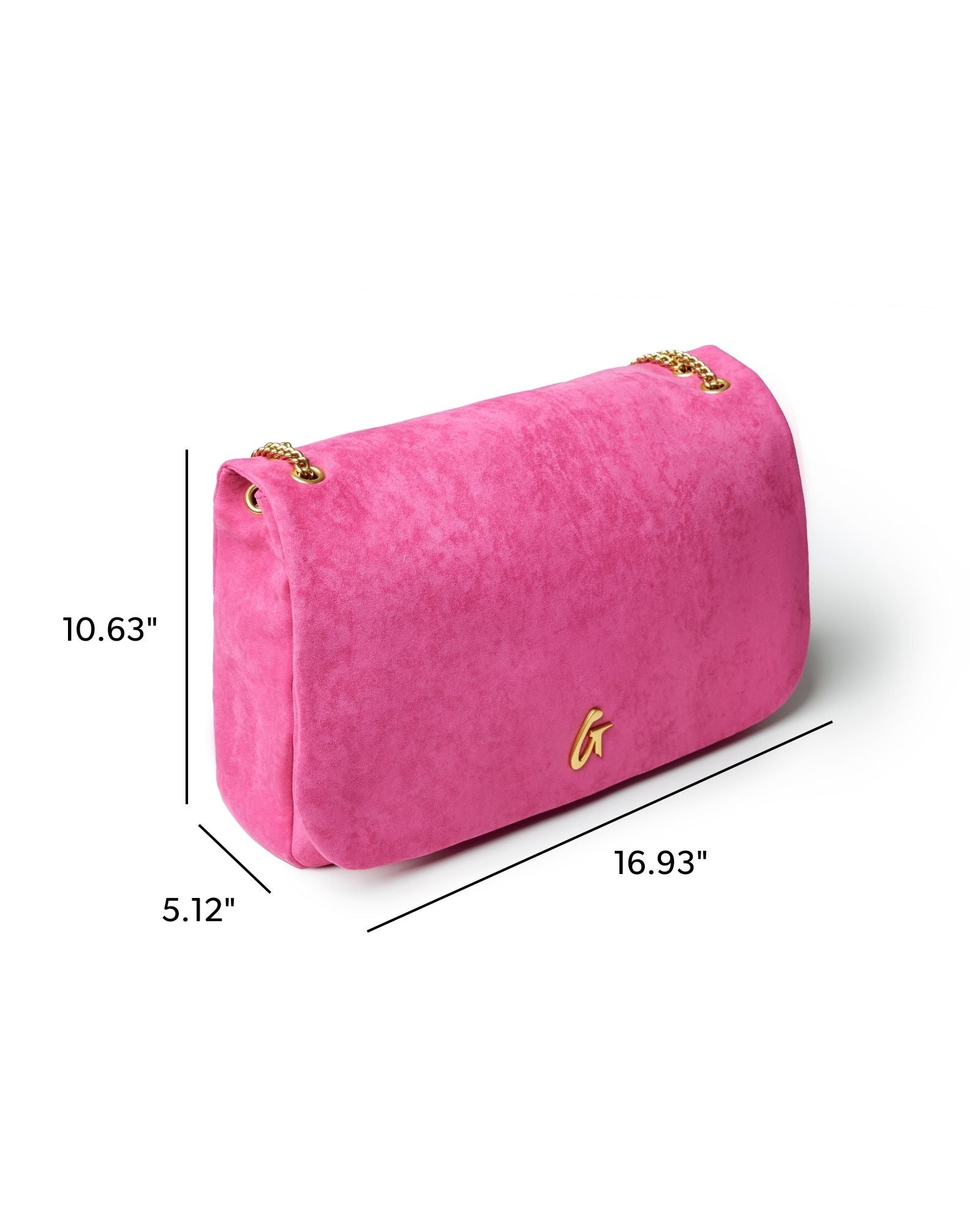 LARGE SUEDE FLAP BAG - HOT PINK