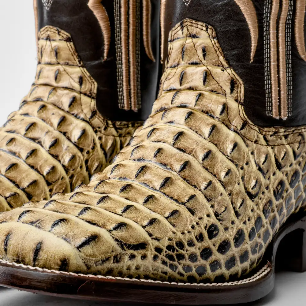 Orix Caiman Hornback Leather Boots - Square Toe
