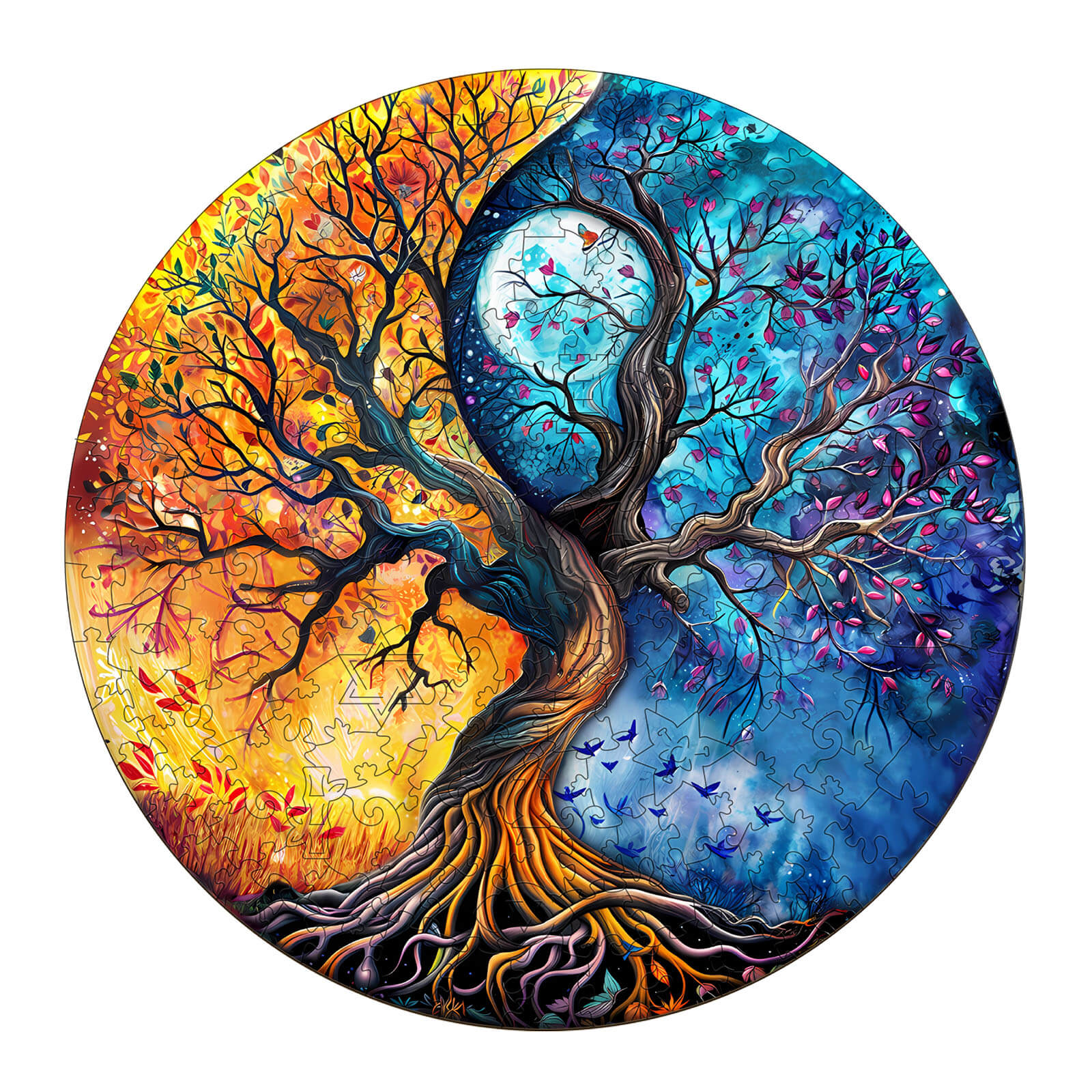 Yin Yang Tree of Life-9 Wooden Jigsaw Puzzle