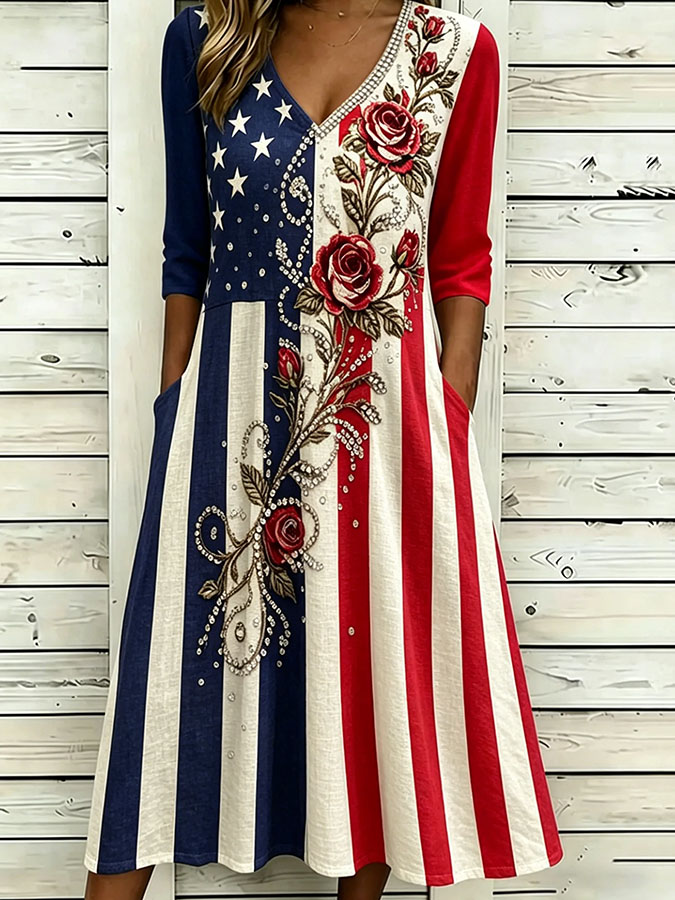 Women'S Retro Floral Independent Japanese Cotton Linen Printed Casual Dress