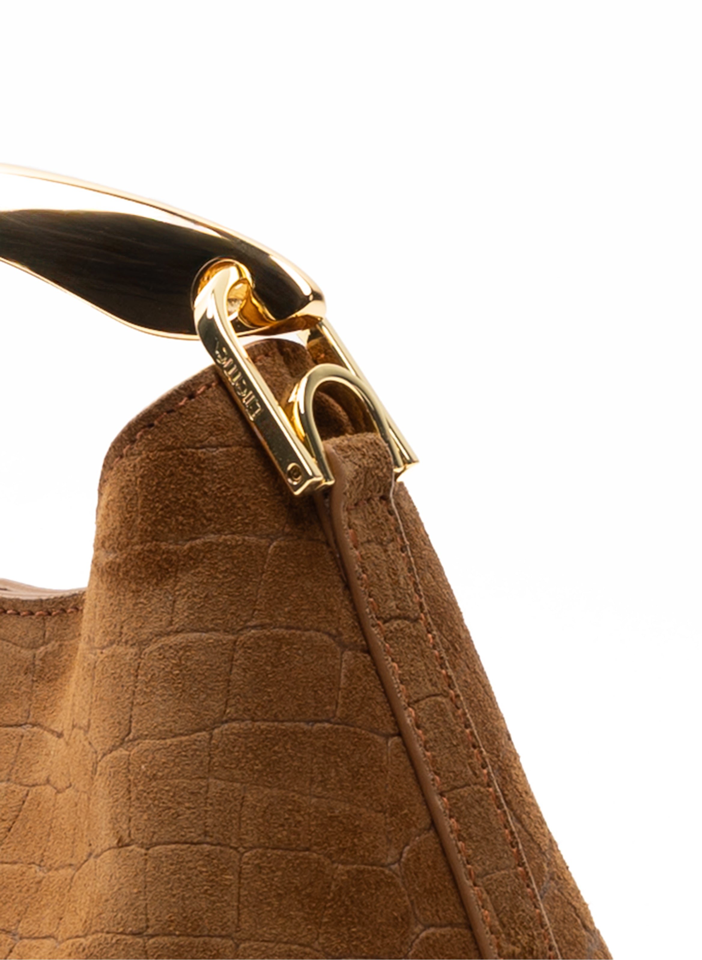 Mini Boomerang Croco Suede Cognac Clearance Sale 85%OFF