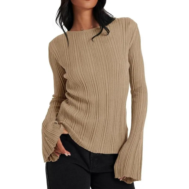 Women’s Bell Sleeve Knit Top – Lightweight Fall Pullover
