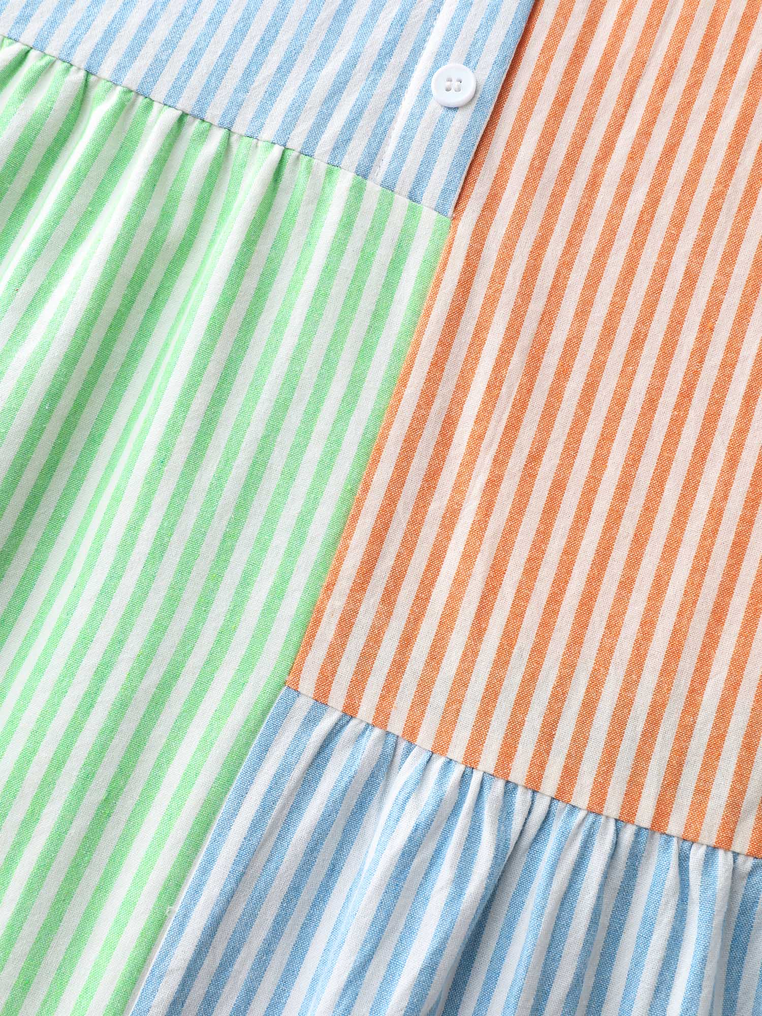 Pastel Stripe Collage Print Layered Mini Dress