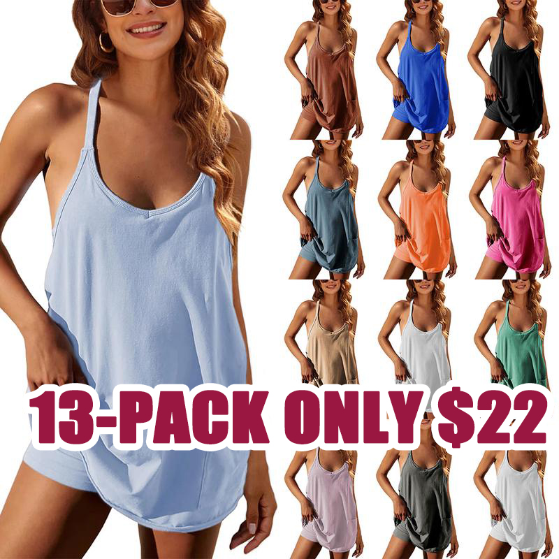 Women's Summer Mini Dress Casual Workout Tennis Dress with Shorts Sleeveless Althletic Dresses Outdoorfun
