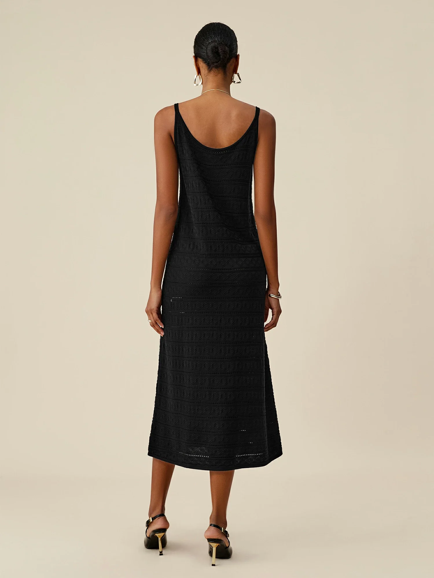 100% Lyocell Round Neck Camisole Knitted Dress