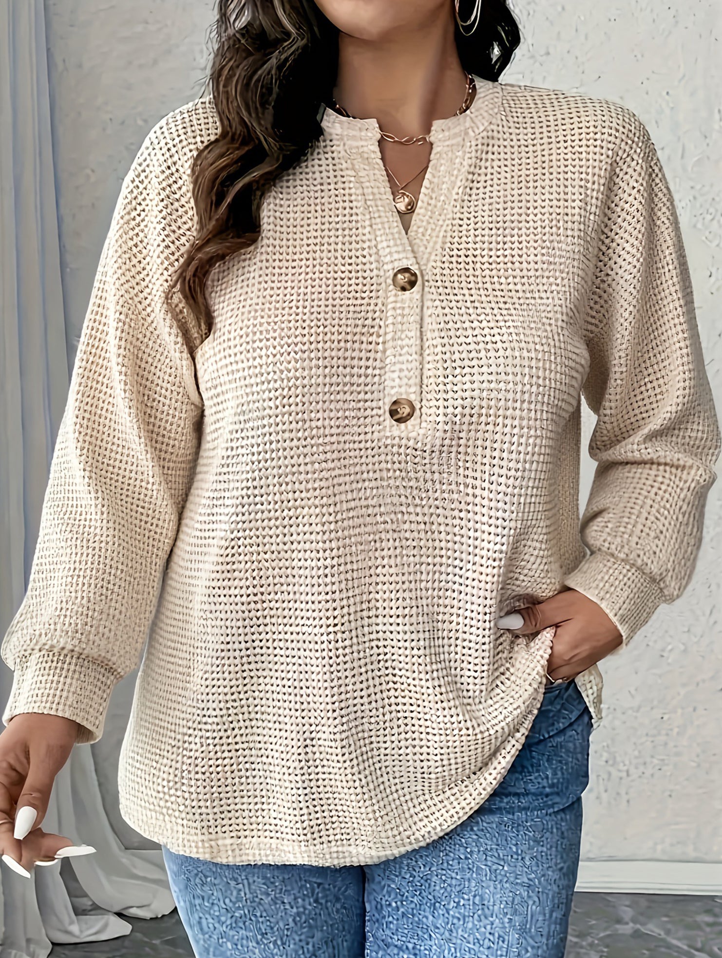 Plus Size Button-Down Striped Casual Top for Women_CWTSTL01382