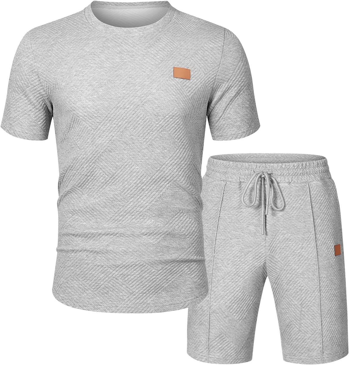 Men's Casual T-Shirts and Shorts Set Summer Jacquard Outfits Short Sleeve Polo Suit 2 Piece Shorts Sweatsuits