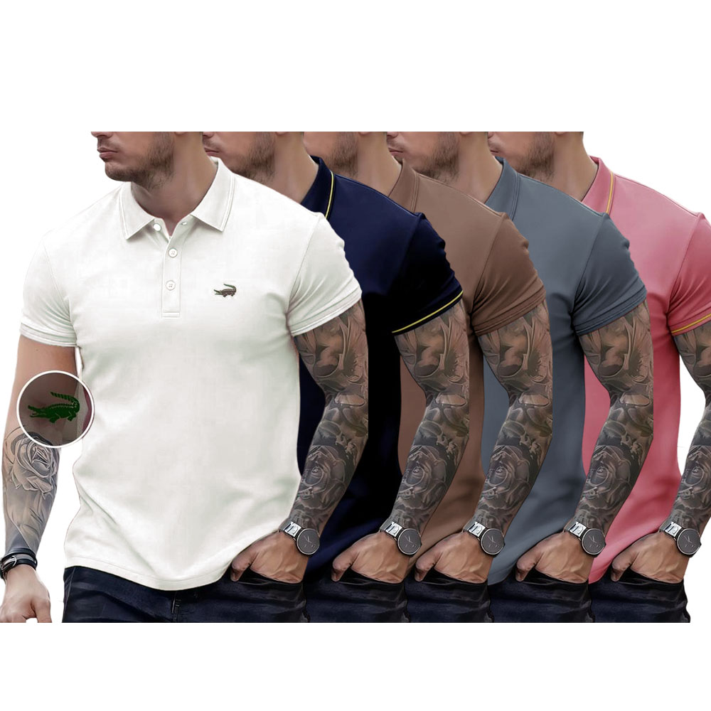 Men's Regular Fit Letter Print Contrast Trim Polo Shirt