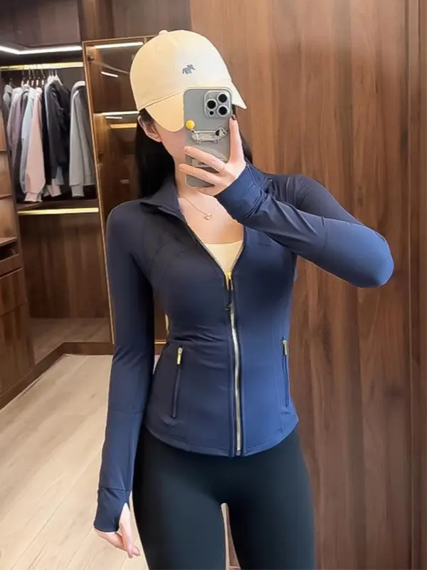 Yoga suit women's yoga jacket, sports stand up collar jacket, fitness slim fit and slimming top