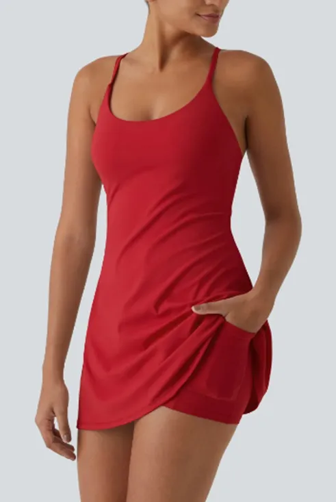 Plush Backless 2-in-1 Flare Active Dress -Plus Size Workout Edition