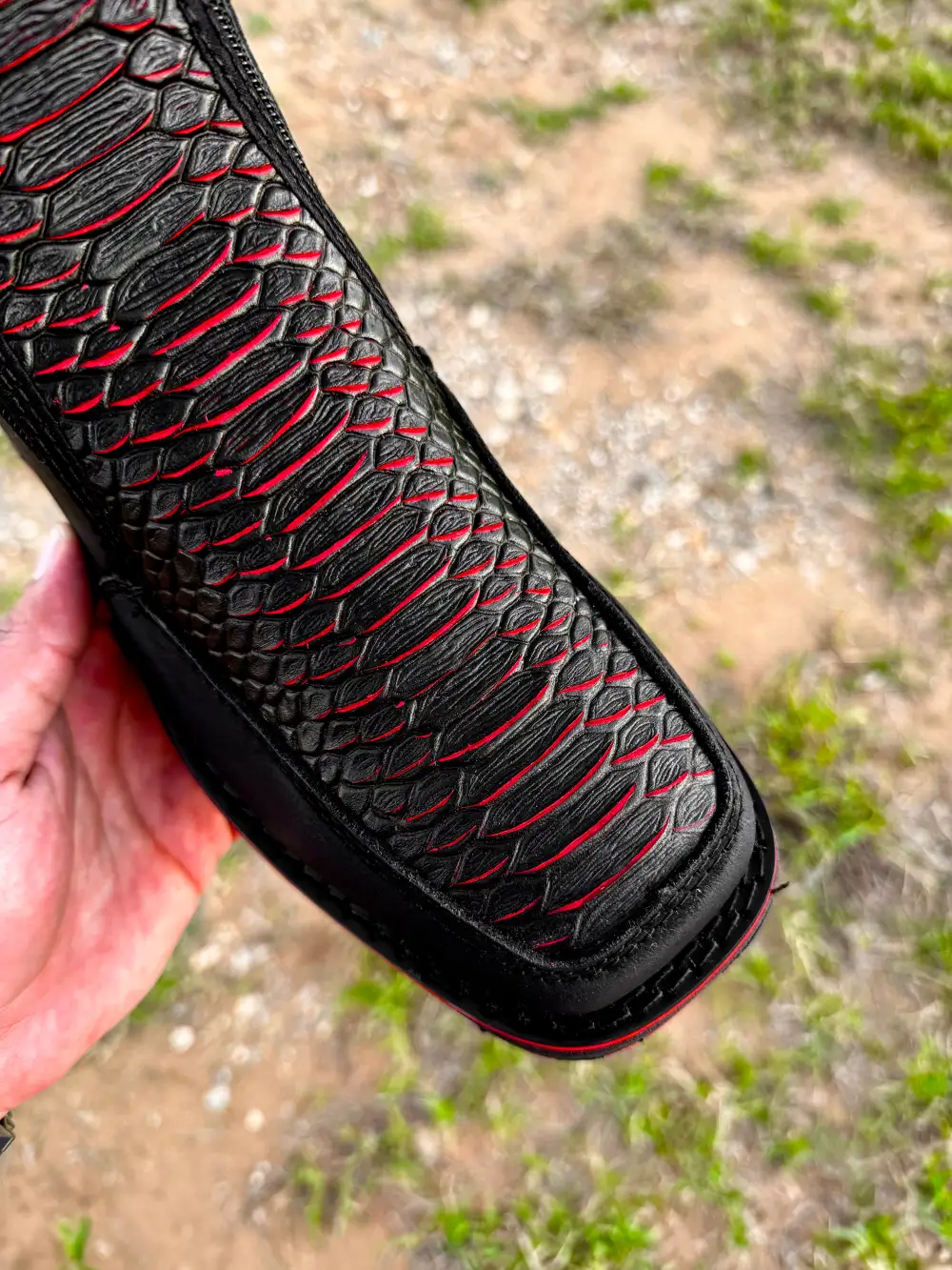 Black Cherry Python Leather Botin With 3D Lightweight Soles - Square Toe