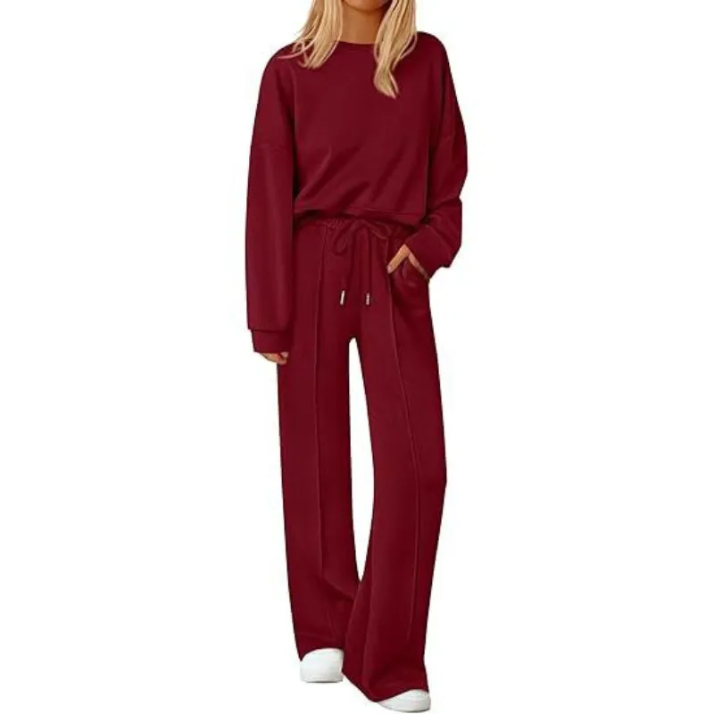 🔥Women's Long-Sleeved Sweatshirt and Wide-Leg Pants Set🔥