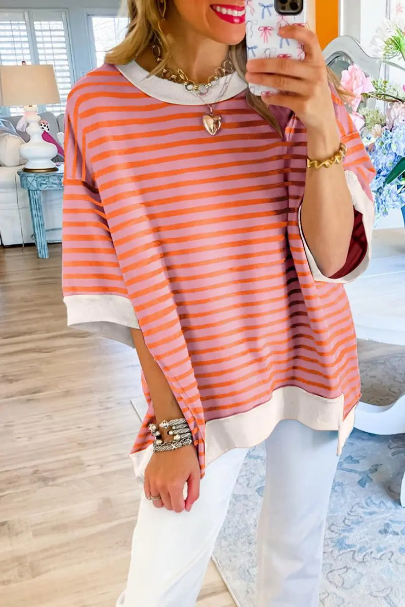 Womens Oversized Striped Color Block Tees (Just $3 Each!)