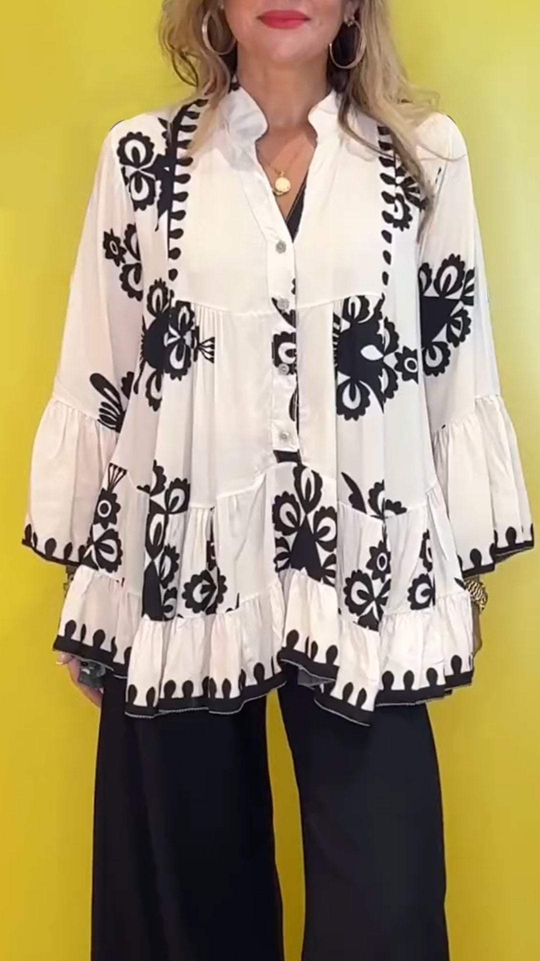 Women V-neck Casual Printed Top