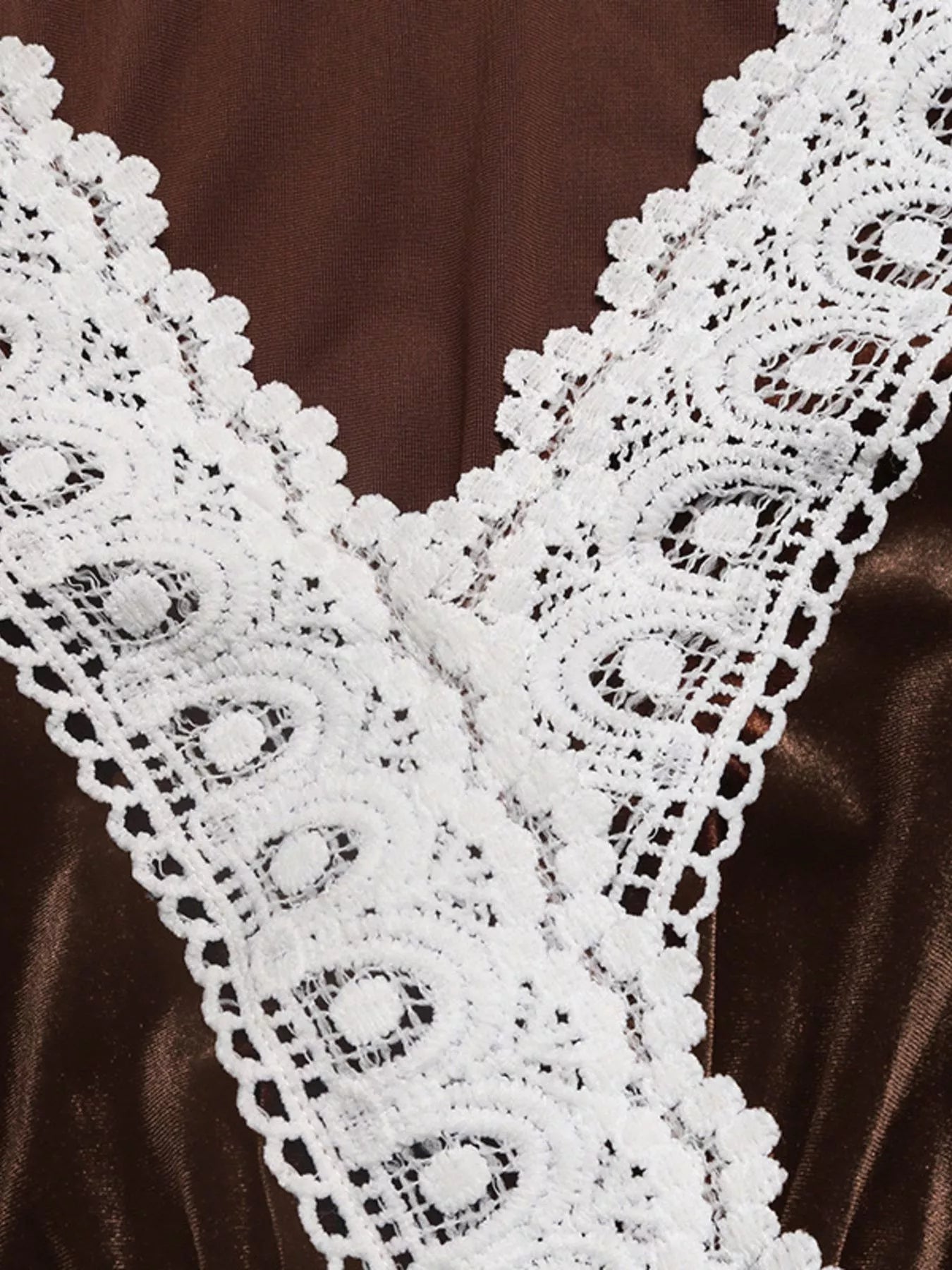 Velvet A-Line Dress with Lace Trim