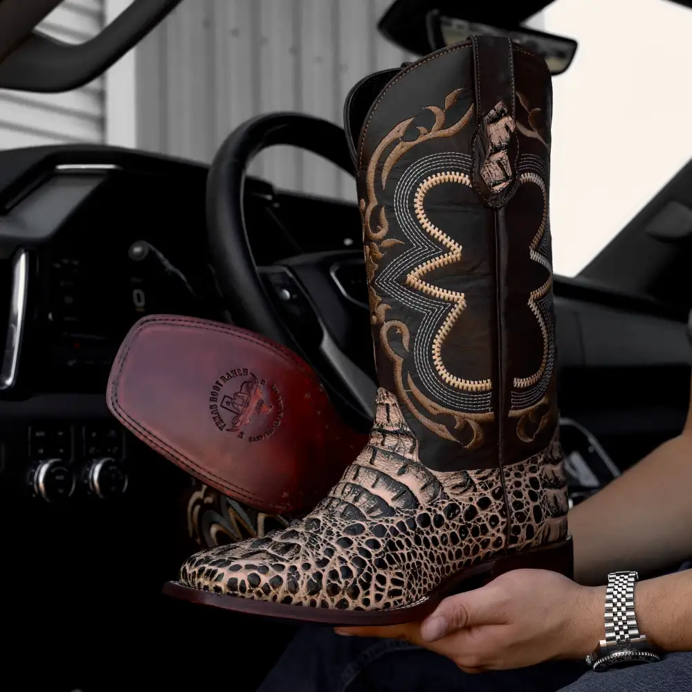 Orix Caiman Neck Leather Boots- Square Toe