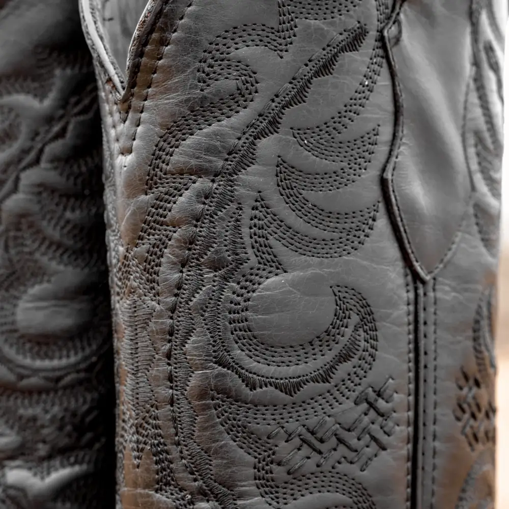 Matte Black Python Leather Boots - Square Toe