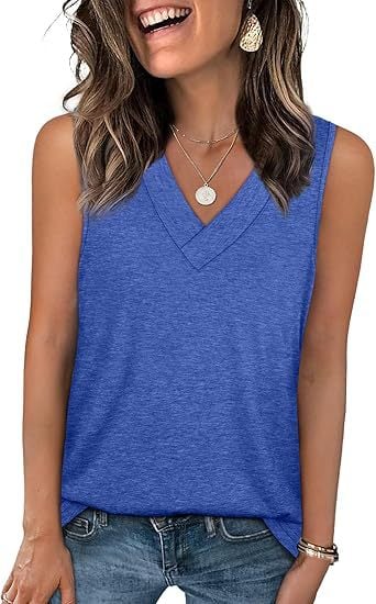 🎁✨Women's Sleeveless V-Neck Slimming Loose Fit Casual Tank Top T-Shirt