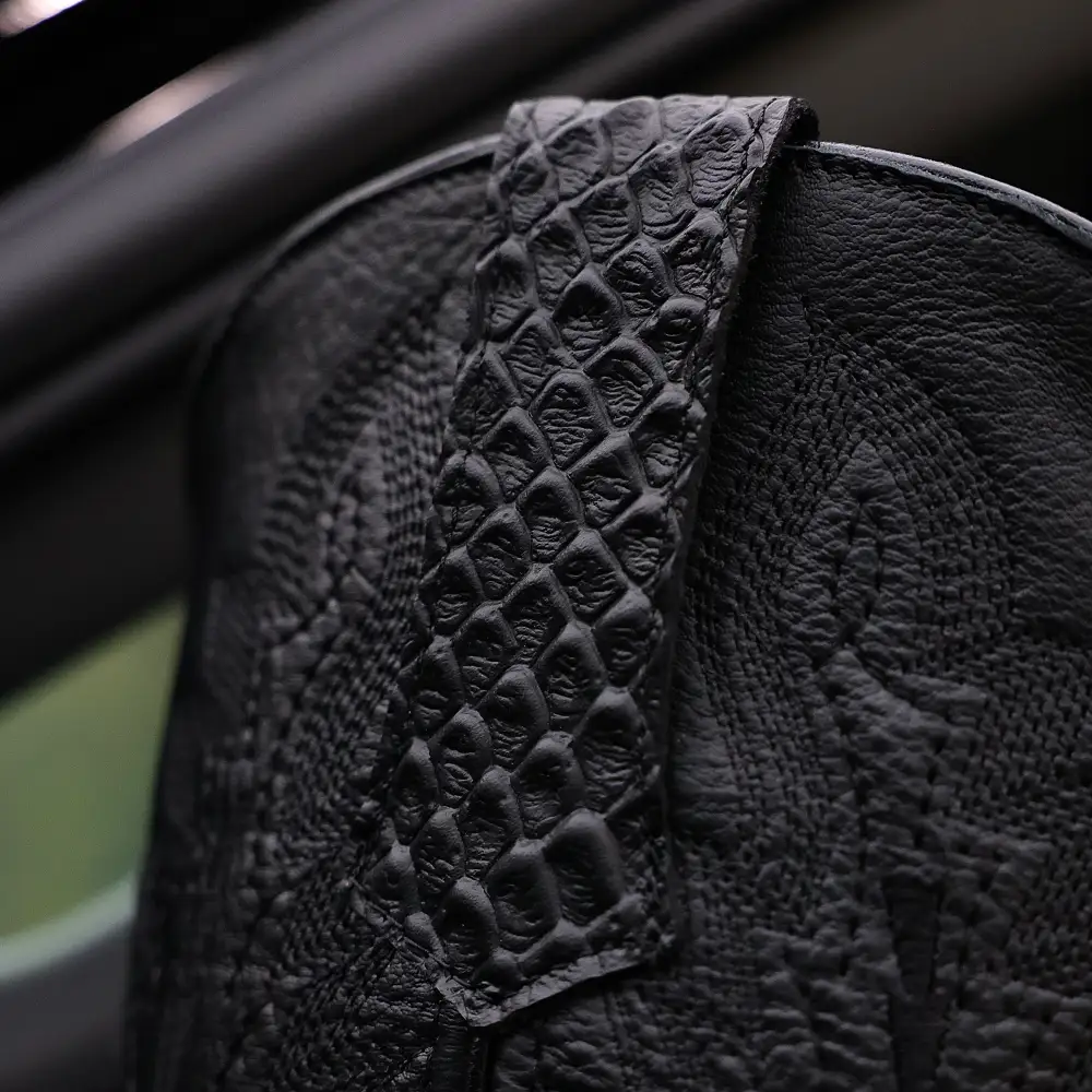 Matte Black Anaconda Leather Boots With 3D Lightweight Sole