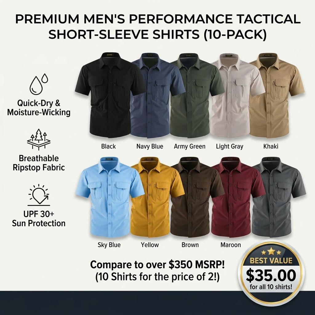 Men's American-Style Solid Color Shirt with Hidden Ventilation Holes Casual Summer Beach Nylon Shirt High-Quality Fabric Short Sleeves Button Closures