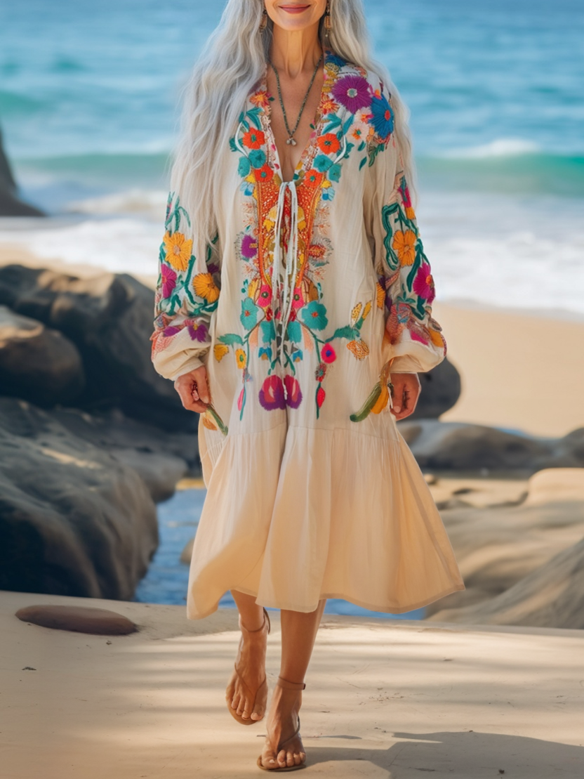 Vacation seaside elegant embroidery dress cd59