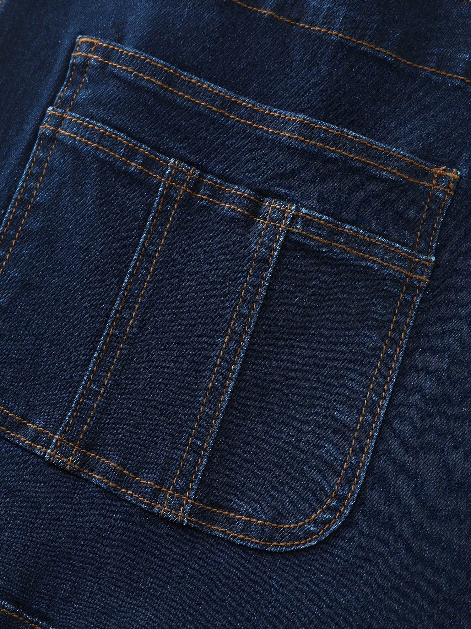 Stretchy Straight-Leg Denim Overall Jumpsuit