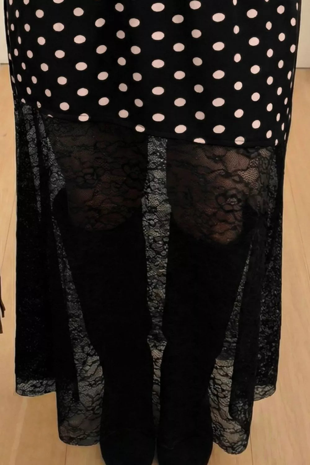 Polka Dot Patchwork Lace Maxi Skirt