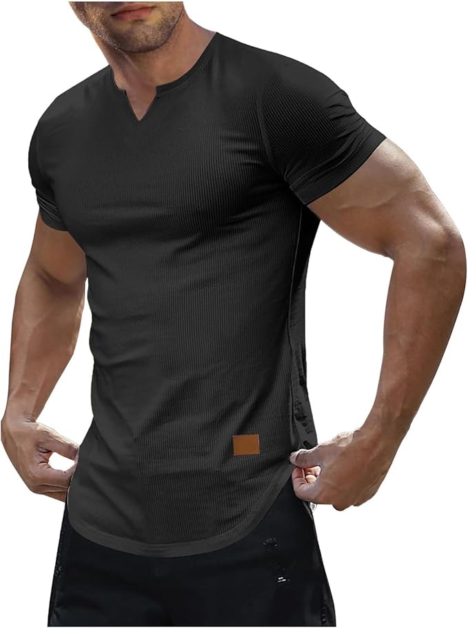 🔥Men’s Slim Fit V-Neck Muscle T-Shirts