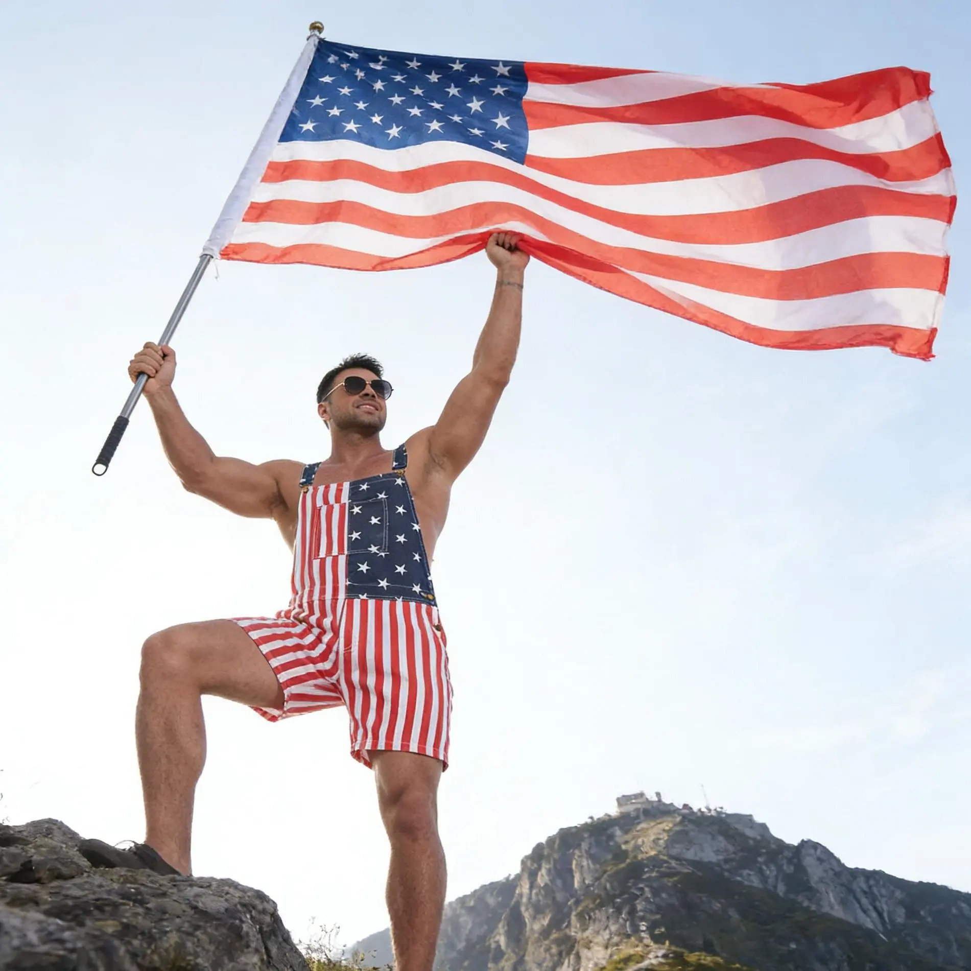 250th Anniversary Shorts 4th of July American Flag Overalls