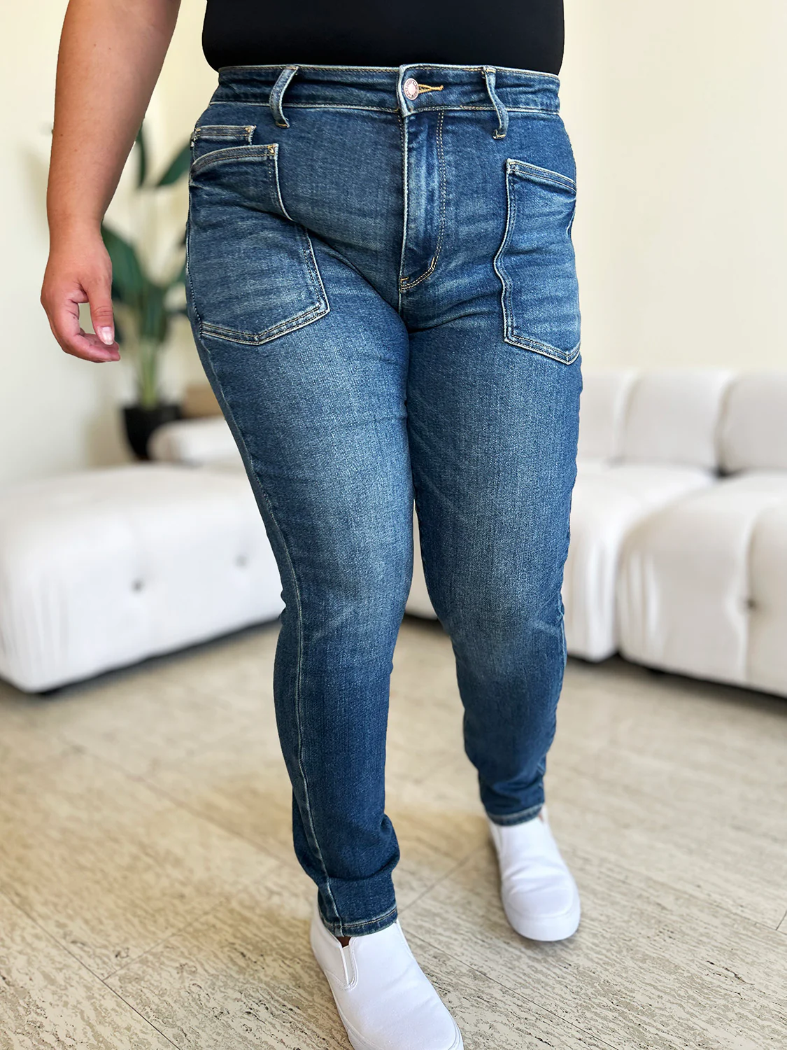 Blue Full Size High Waist Skinny Jeans