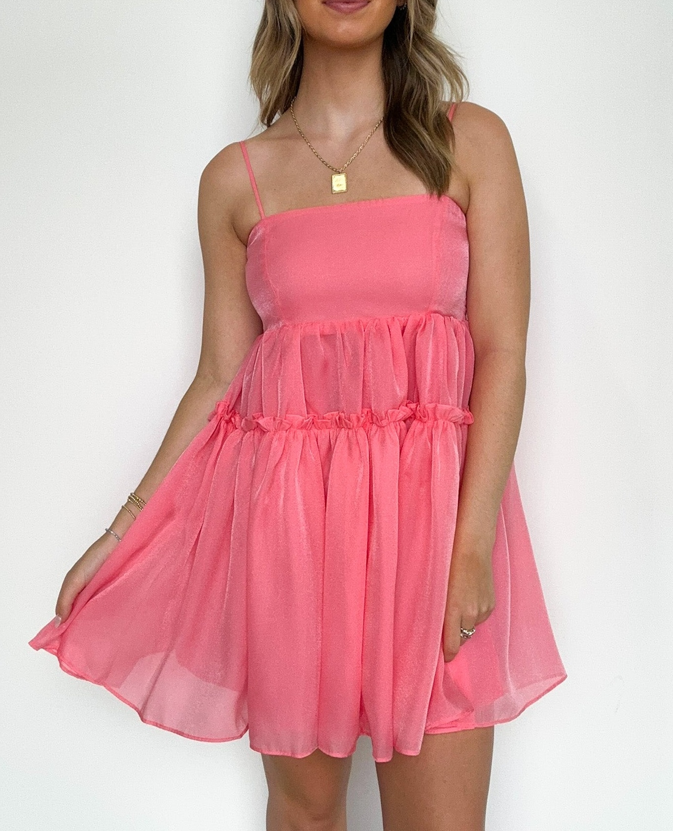 Pristine Presence Smocked Ruffle Dress