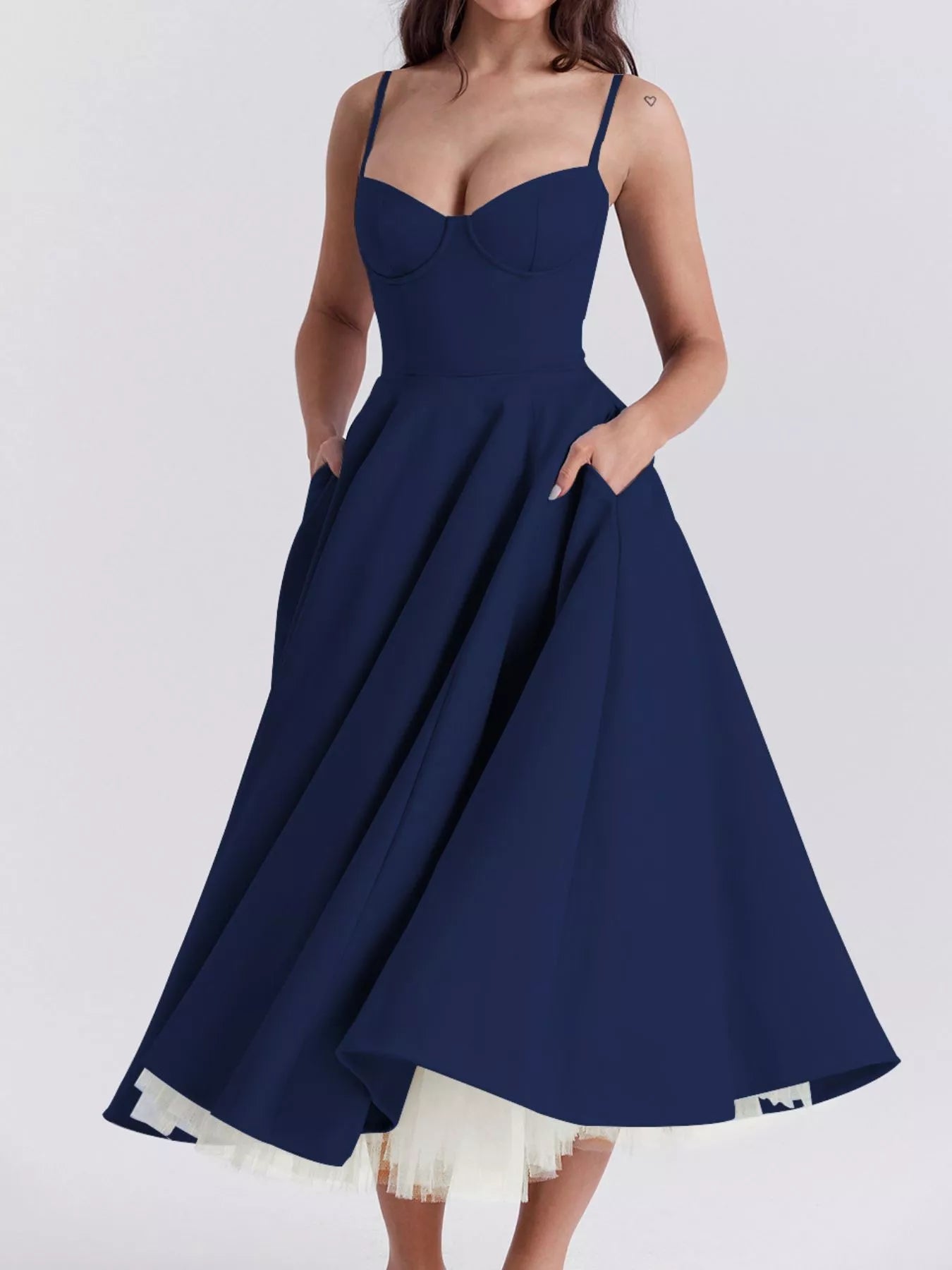 Sweetheart Neck A-Line Midi Dress