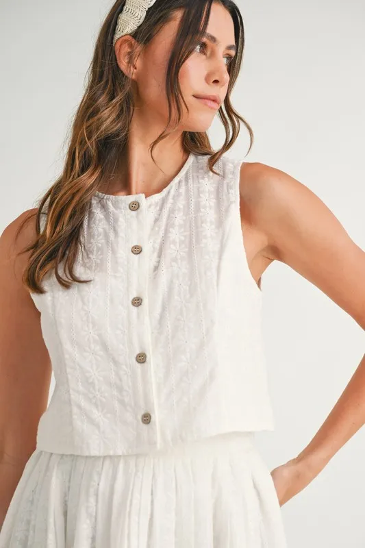 Eyelet Lace Top and Mini Skirt Set