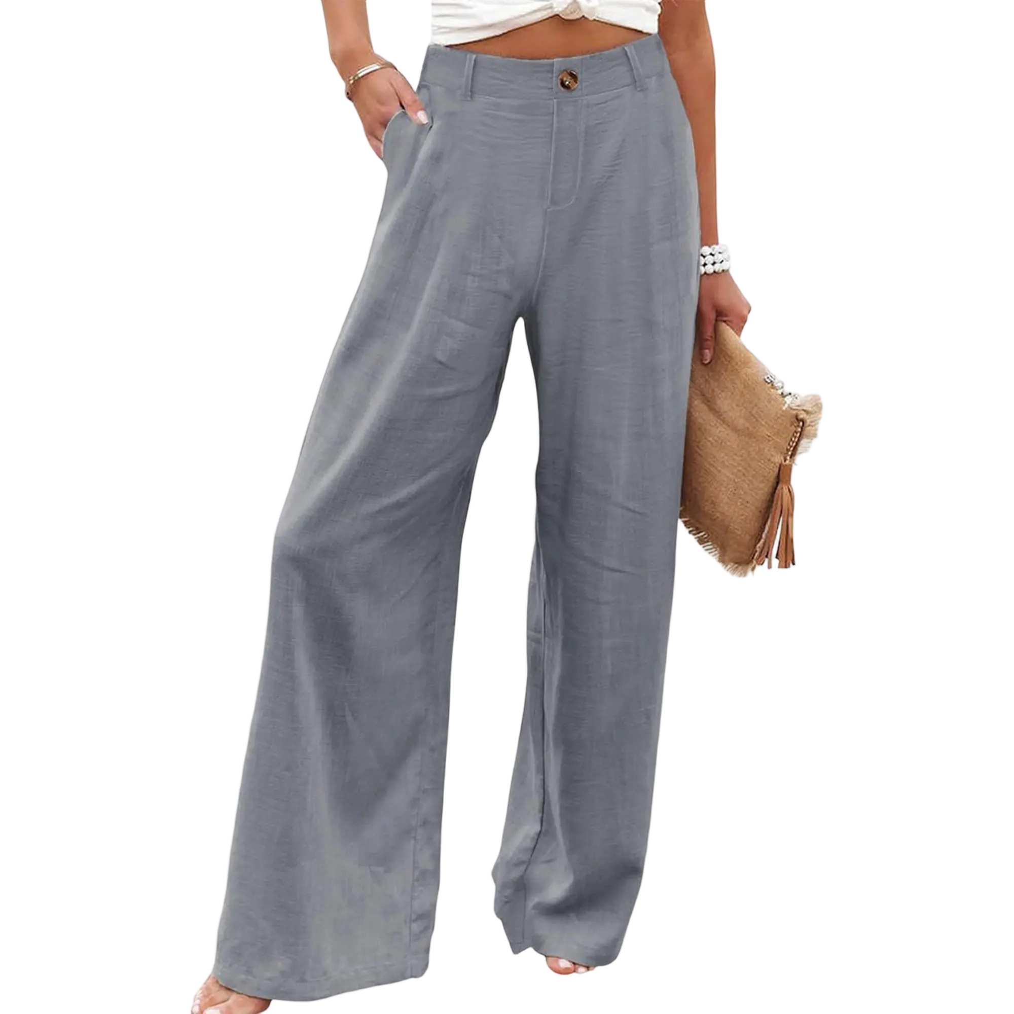 🌿 Women's High-Waisted Wide-Leg Linen Pants - Summer Casual Comfort