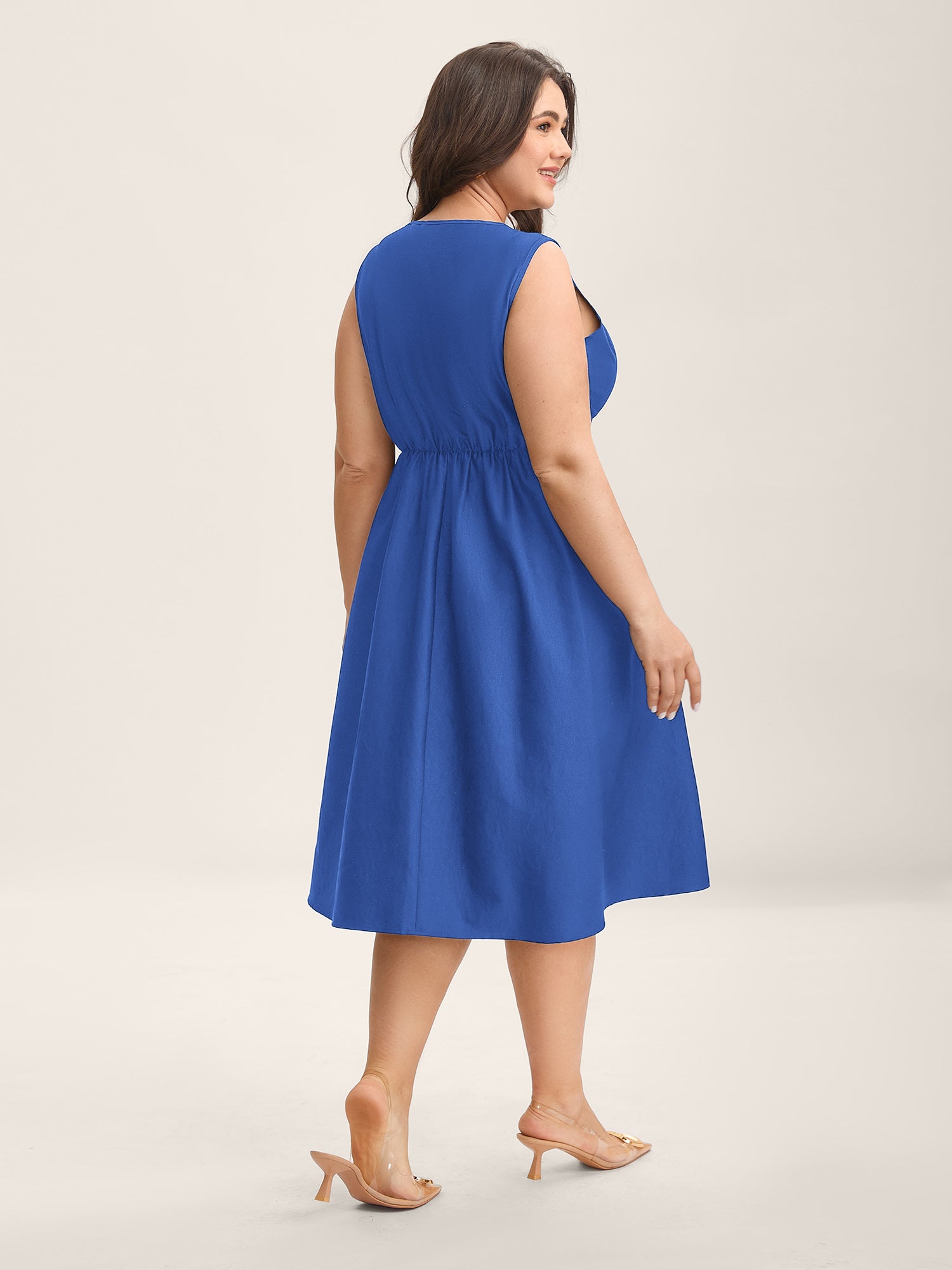Classic Woven Inner Pleated Midi Dress