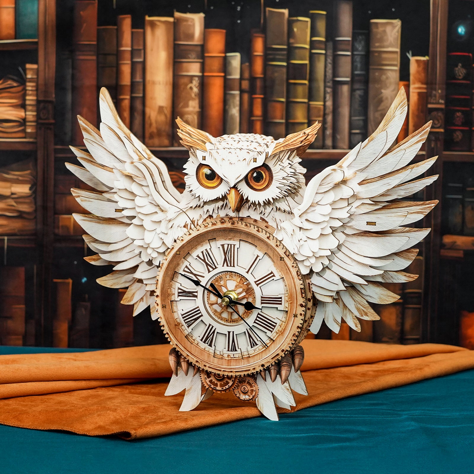 Snowy Owlâ€“ DIY Wooden Clock, 3D Puzzle Craft Kit