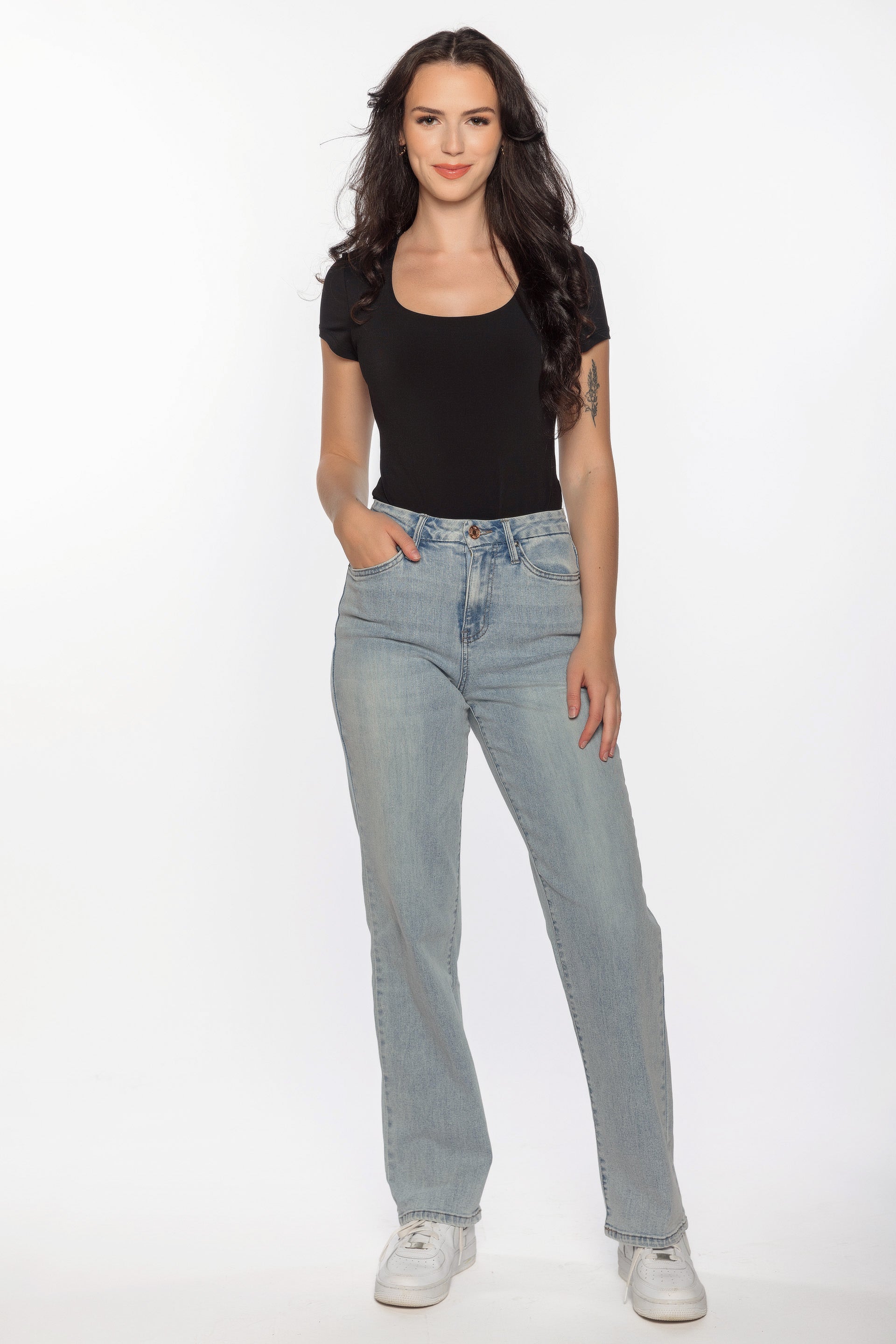 YMI Light Wash Curvy Fit Ultra-High-Rise Wide-Leg Jean