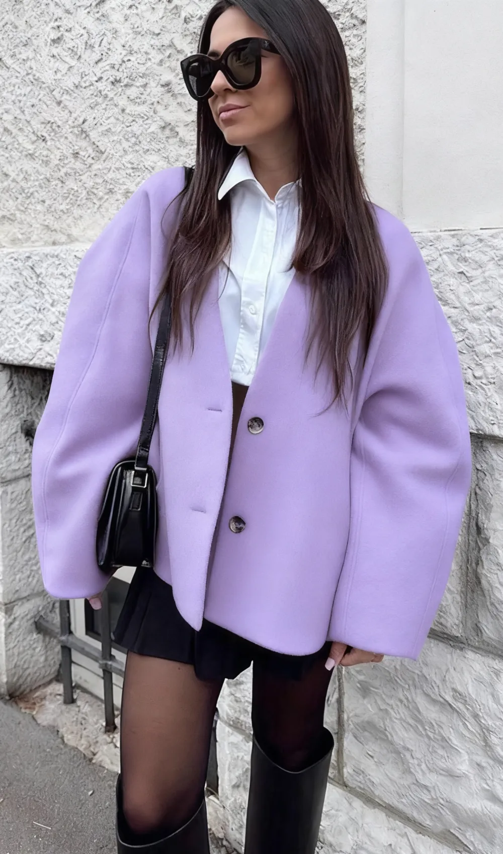 Women's Solid Button Front Pocket Woolen Coat