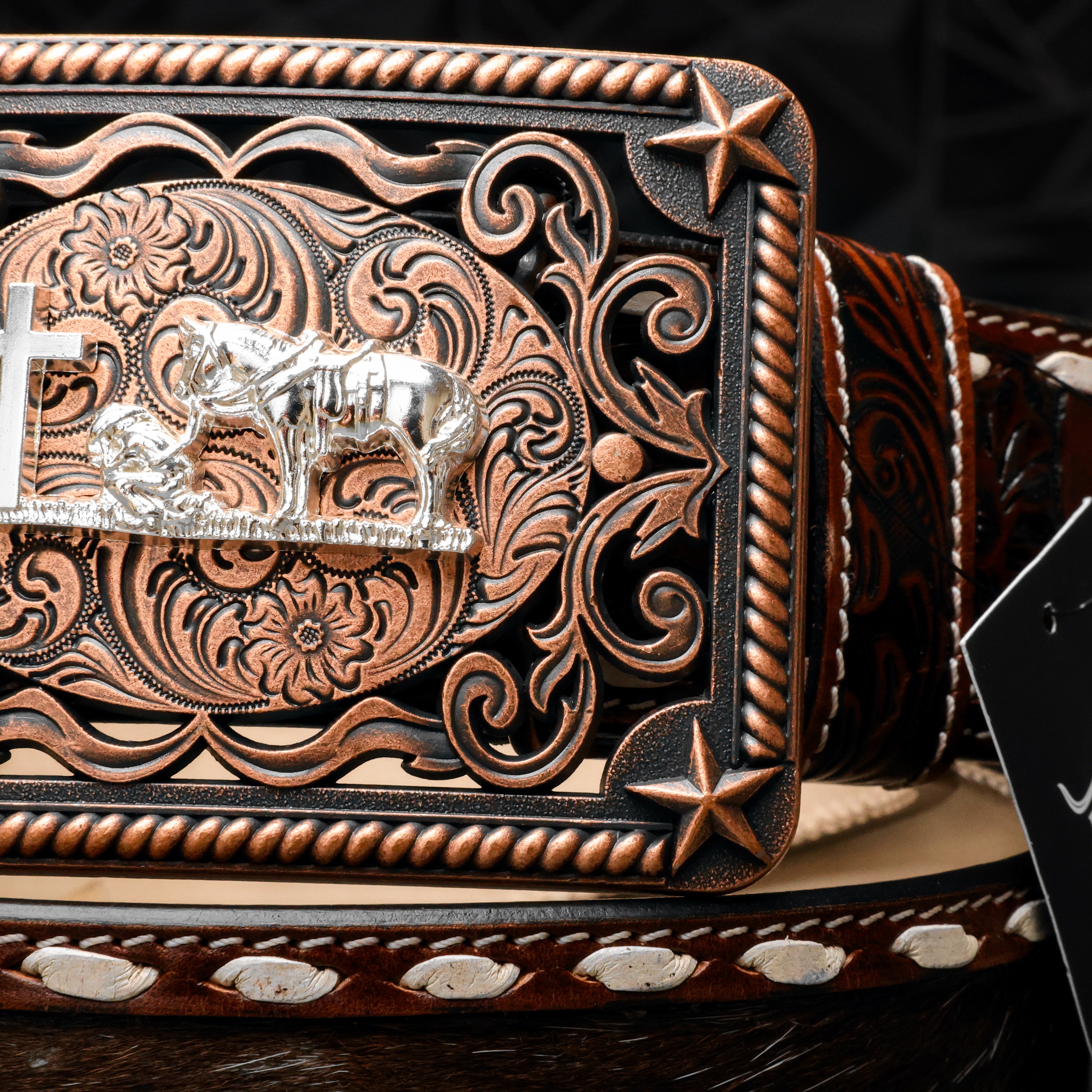 2 Inch Hand-Tooled Artesanal Genuine Cowhide Leather Belt