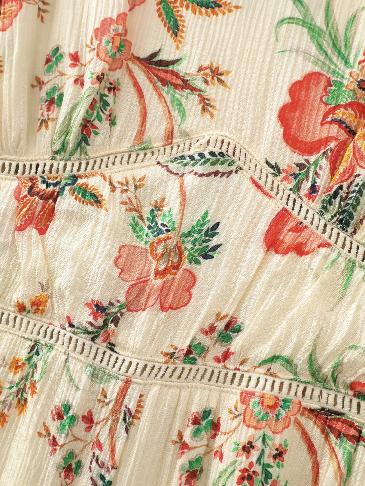 Floral Lace Trim Cinched-Waist Jumpsuit