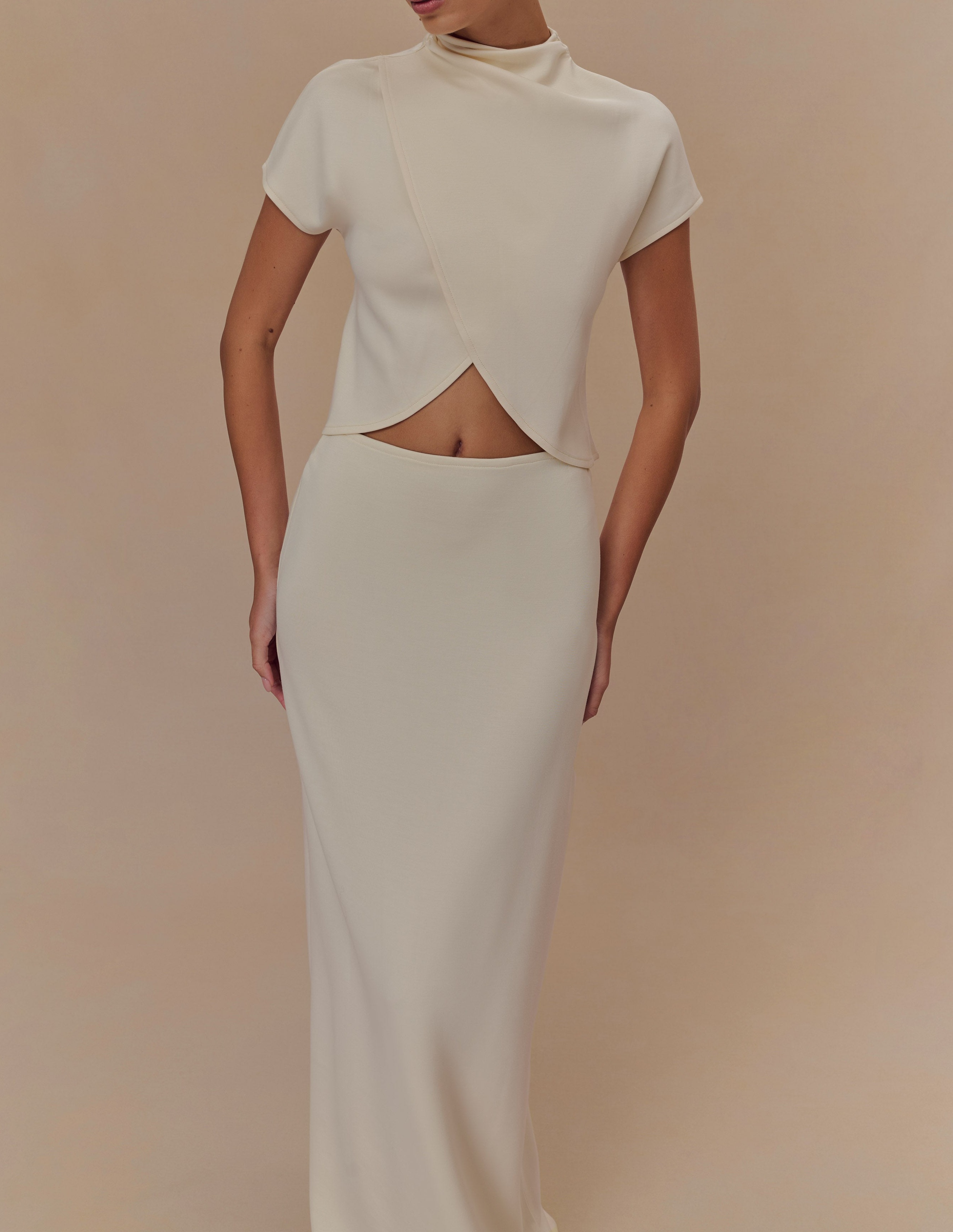 Ivory Scuba Jersey Maxi Skirt