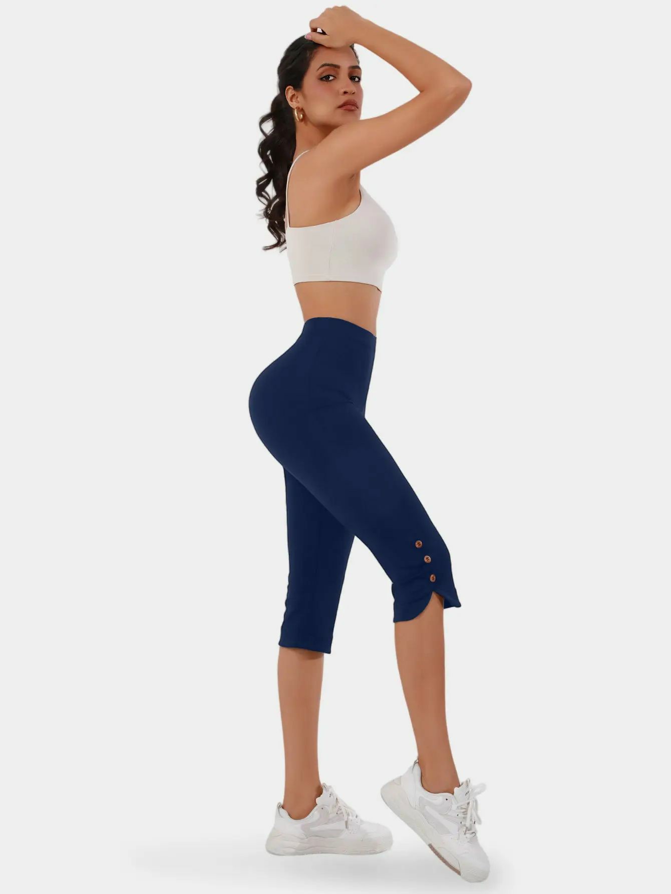 Women's High-Waisted Slimming Yoga Pants 9-Pack Butt-Lifting 4-Way Stretch Silky Soft 7/8 Length Button Detail for Workouts