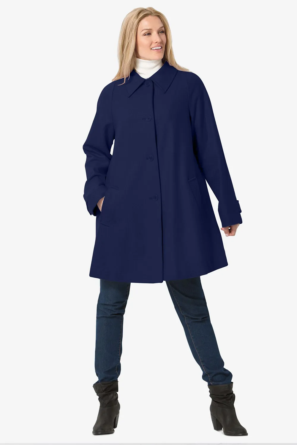 Wool-Blend Classic A-Line Coat